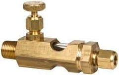 LDI Industries - 1/4 Outlet Thread, 1/4 Inlet Thread, Brass, Straight Valve, Oil Reservoir Needle Valve - 1 Outlet, MNPTF Inlet Thread, MNPTF Outlet Thread - Exact Tool & Supply