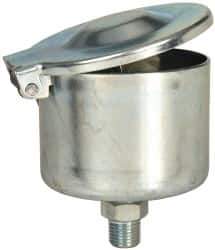 Gits - 4-7/8 Ounce Capacity, 1/4-18 Thread, Steel, Zinc Plated, Straight with Hex Body, Oil Cup - 3-1/2" High, 7/16" Thread Length, Wick Feed - Exact Tool & Supply