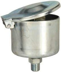 Gits - 4-7/8 Ounce Capacity, 1/4-18 Thread, Steel, Zinc Plated, Straight with Hex Body, Oil Cup - 3-1/2" High, 7/16" Thread Length, Wick Feed - Exact Tool & Supply
