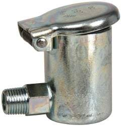 Gits - 3/16 Ounce Capacity, 1/8-27 Thread, Steel, Zinc Plated, Elbow with Hex Body, Oil Cup - 1-7/16" High, 3/8" Thread Length, Wick Feed - Exact Tool & Supply
