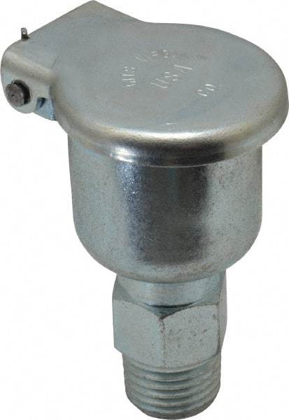 Gits - 11/32 Ounce Capacity, 1/4-18 Thread, Steel, Zinc Plated, Brazed Body Oil Cup - 2" High, 3/8" Thread Length, Gravity Feed - Exact Tool & Supply