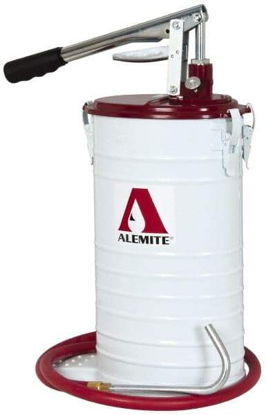 Alemite - Oil & Grease Lubrication 1 Strokes/oz Flow Steel, Aluminum & Stainless Steel Lever Hand Pump - For 25 Lb Container - Exact Tool & Supply
