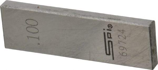 SPI - 0.1" Rectangular Steel Gage Block - Accuracy Grade 0, Includes NIST Traceability Certification - Exact Tool & Supply