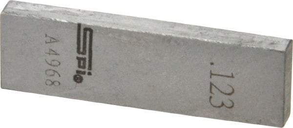 SPI - 0.123" Rectangular Steel Gage Block - Accuracy Grade 0, Includes NIST Traceability Certification - Exact Tool & Supply