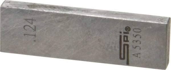 SPI - 0.124" Rectangular Steel Gage Block - Accuracy Grade 0, Includes NIST Traceability Certification - Exact Tool & Supply