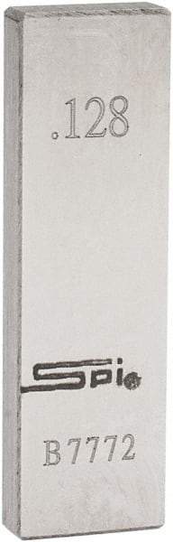 SPI - 0.128" Rectangular Steel Gage Block - Accuracy Grade 0, Includes NIST Traceability Certification - Exact Tool & Supply