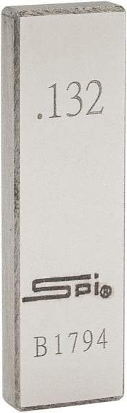 SPI - 0.132" Rectangular Steel Gage Block - Accuracy Grade 0, Includes NIST Traceability Certification - Exact Tool & Supply