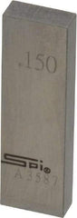 SPI - 0.15" Rectangular Steel Gage Block - Accuracy Grade 0, Includes NIST Traceability Certification - Exact Tool & Supply