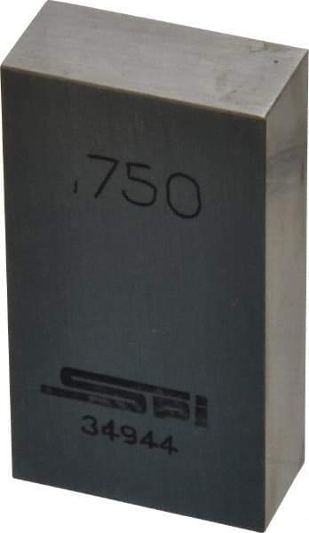 SPI - 0.75" Rectangular Steel Gage Block - Accuracy Grade 0, Includes NIST Traceability Certification - Exact Tool & Supply