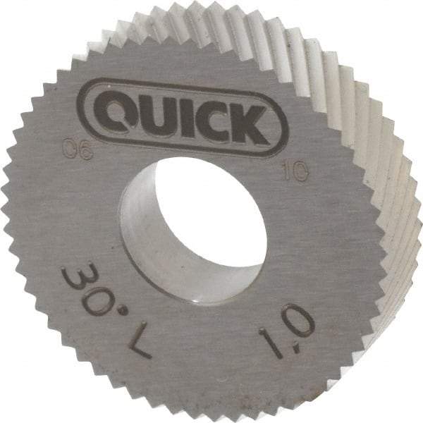 Value Collection - 27/32" Diam, 30° Tooth Angle, 25 TPI, Standard (Shape), Cut Type Powdered Metal High Speed Steel Left-Hand Diagonal Knurl Wheel - 0.197" Face Width, Circular Pitch, 30° Helix, Bright Finish - Exact Tool & Supply