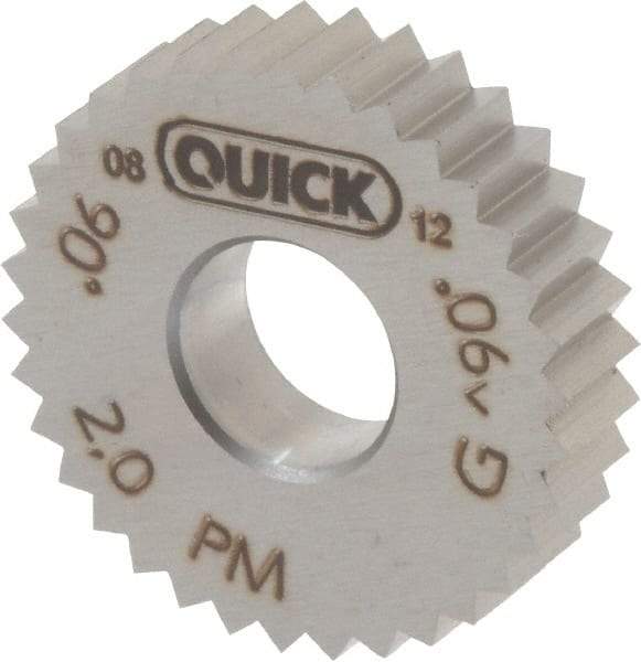Value Collection - 27/32" Diam, 90° Tooth Angle, 13 TPI, Standard (Shape), Cut Type Powdered Metal High Speed Steel Straight Knurl Wheel - 0.197" Face Width, Circular Pitch, Bright Finish - Exact Tool & Supply