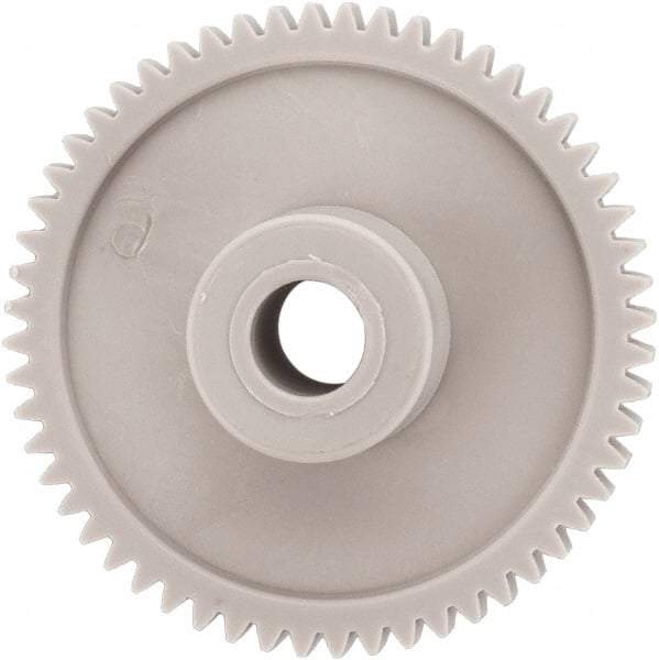 Made in USA - 32 Pitch, 1-3/4" Pitch Diam, 1-13/16" OD, 56 Tooth Spur Gear - 3/16" Face Width, 5/16" Bore Diam, 43/64" Hub Diam, 20° Pressure Angle, Acetal - Exact Tool & Supply