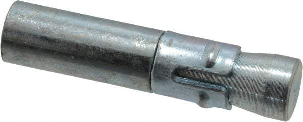 Wej-It - 1/2" Diam, 1/2" Drill, 2-5/16" OAL, 1/2" Min Embedment Drop-In Concrete Anchor - 12L14 Steel, Zinc-Plated Finish, Hex Nut Head, Hex Drive, 1-1/16" Thread Length - Exact Tool & Supply