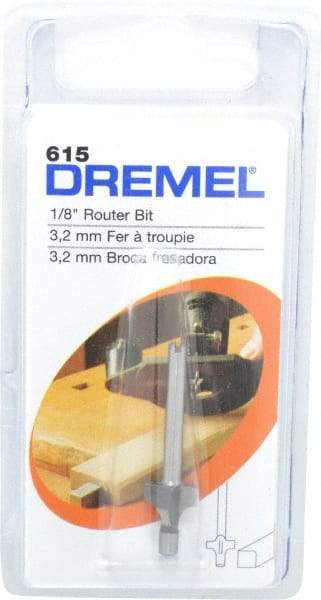 Dremel - 1/8" Diam, 1.2" Overall Length, High Speed Steel, Round-Over, Edge Profile Router Bit - 1/8" Shank Diam x 0.4" Shank Length, Uncoated - Exact Tool & Supply
