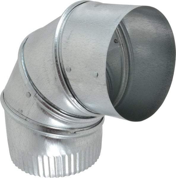 Made in USA - 4" ID Galvanized Duct Round Adjustable Elbow - Standard Gage, 30 Piece - Exact Tool & Supply