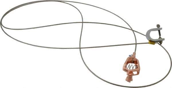 Hubbell Workplace - 19 AWG, 10 Ft., Alligator Clip, C-Clamp, Grounding Cable with Clamps - Noninsulated, Federal Specification A-A-59466-010 - Exact Tool & Supply