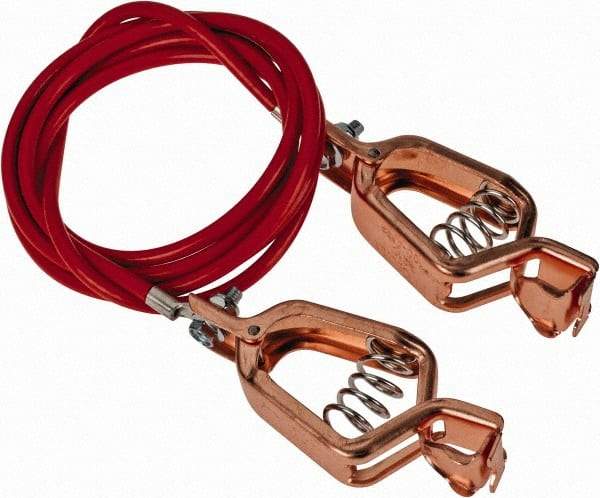 Hubbell Workplace - 19 AWG, 5 Ft., Alligator Clip, Grounding Cable with Clamps - Noninsulated, Includes 2 Alligator Clips, Federal Specification A-A-59466-010 - Exact Tool & Supply