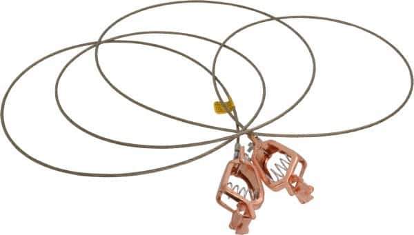 Hubbell Workplace - 19 AWG, 10 Ft., Alligator Clip, Grounding Cable with Clamps - Noninsulated, Includes 2 Alligator Clips, Federal Specification A-A-59466-010 - Exact Tool & Supply