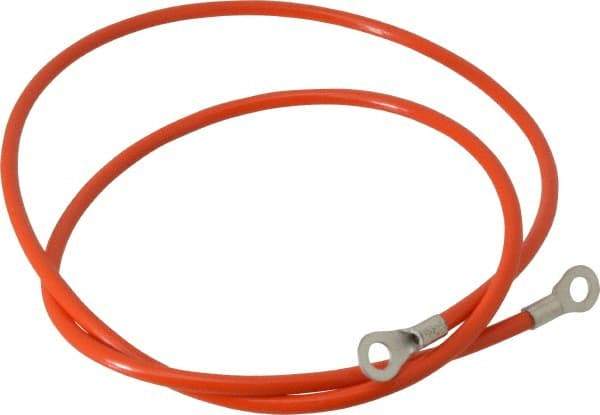 Hubbell Workplace - 19 AWG, 3 Ft., Terminal, Grounding Cable with Clamps - Orange, Includes (2) 1/4 Inch Terminals - Exact Tool & Supply