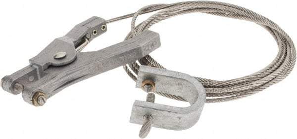 Hubbell Workplace - 19 AWG, 10 Ft., Alligator Clip, Hand Clamp, Grounding Cable with Clamps - Noninsulated, Federal Specification A-A-59466-010 - Exact Tool & Supply