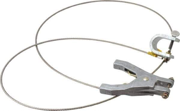 Hubbell Workplace - 19 AWG, 5 Ft., C-Clamp, Hand Clamp, Grounding Cable with Clamps - Noninsulated - Exact Tool & Supply