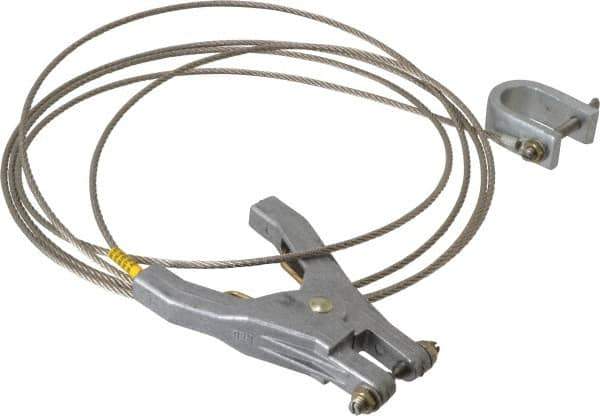Hubbell Workplace - 19 AWG, 10 Ft., C-Clamp, Hand Clamp, Grounding Cable with Clamps - Noninsulated - Exact Tool & Supply