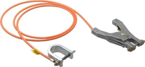 Hubbell Workplace - 19 AWG, 5 Ft., C-Clamp, Hand Clamp, Grounding Cable with Clamps - Orange - Exact Tool & Supply