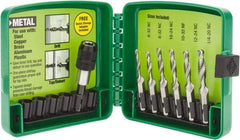 Greenlee - #6-32 to 1/4-20 UNC, 2-1/4" Overall Length, 1-1/4" Drill Length, High Speed Steel Combination Drill and Tap Set - 1/2" Thread Length, 2 Flutes, 6 Piece Set - Exact Tool & Supply