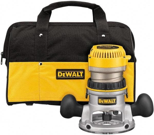 DeWALT - 2.25 hp, 8,000 to 24,000 RPM, Fixed Base Router Kit - 12 Amps, 1/4 and 1/2 Inch Collet - Exact Tool & Supply