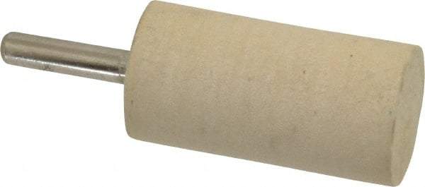 Value Collection - 1" Diam, 1/4" Shank Diam, Cylinder Shaped Mounted Bob - Medium Density, 2" Head Length, Wool Felt - Exact Tool & Supply