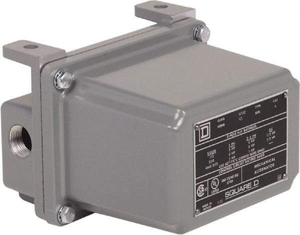 Square D - 4 NEMA Rated, DPST-DB, Float Switch Pressure and Level Switch - 575 VAC, Line-Load-Load-Line Terminal - Exact Tool & Supply
