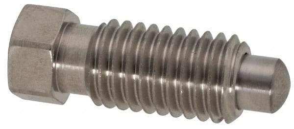 Vlier - M10x1.5, 20mm Thread Length, 0.236" Max Plunger Diam, 0.22 Lb Init to 2.02 Lb Final End Force, Knob Handle Plunger - Delrin Knob, 0.98" Body Length, 0.79" Length Under Head/Shoulder, 0.196" Plunger Projection - Exact Tool & Supply