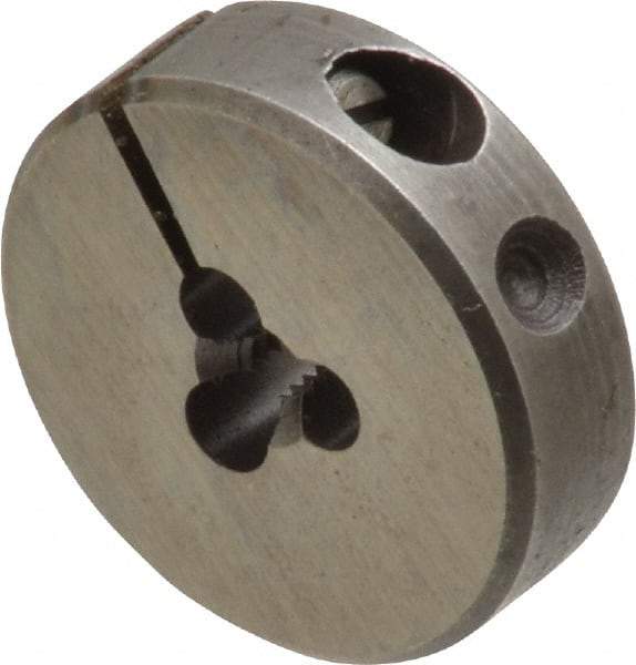 Made in USA - #4-40 UNC Thread, 13/16" Outside Diam High Speed Steel Round Die - 1/4" Thick, Right Hand Thread, Adjustable - Exact Tool & Supply
