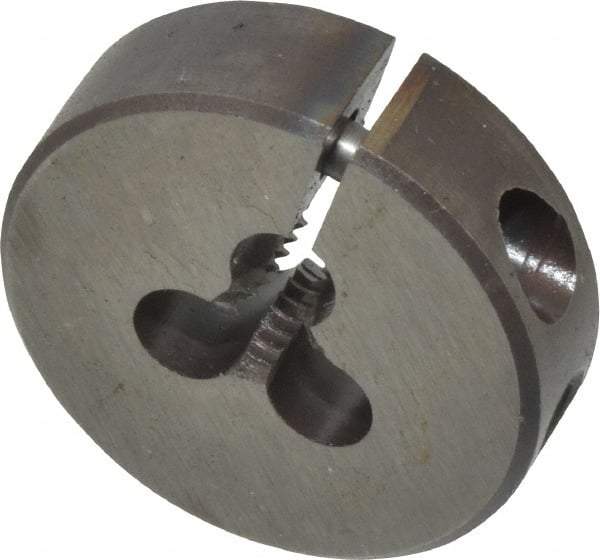Made in USA - #6-32 UNC Thread, 13/16" Outside Diam High Speed Steel Round Die - 1/4" Thick, Right Hand Thread, Adjustable - Exact Tool & Supply