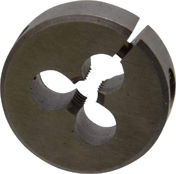 Made in USA - #8-32 UNC Thread, 13/16" Outside Diam High Speed Steel Round Die - 1/4" Thick, Right Hand Thread, Adjustable - Exact Tool & Supply