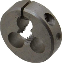 Made in USA - #12-24 UNC Thread, 13/16" Outside Diam High Speed Steel Round Die - 1/4" Thick, Right Hand Thread, Adjustable - Exact Tool & Supply
