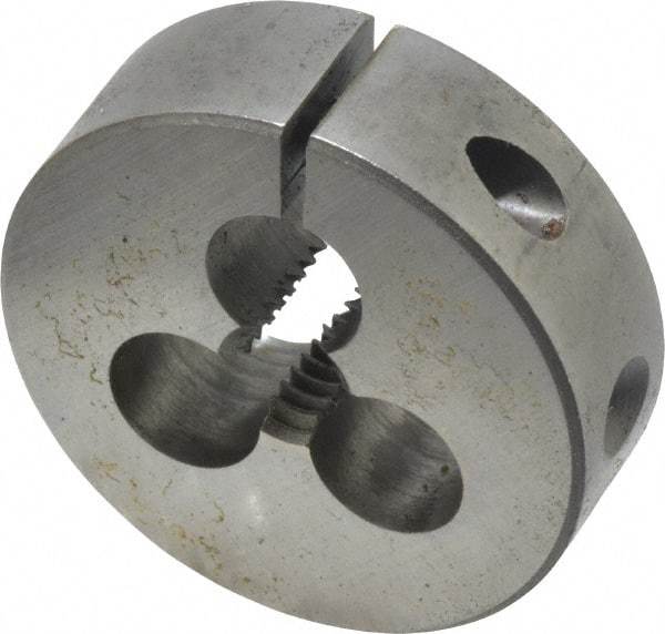 Made in USA - 5/16-18 UNC Thread, 1-1/2" Outside Diam High Speed Steel Round Die - 1/2" Thick, Right Hand Thread, Adjustable - Exact Tool & Supply