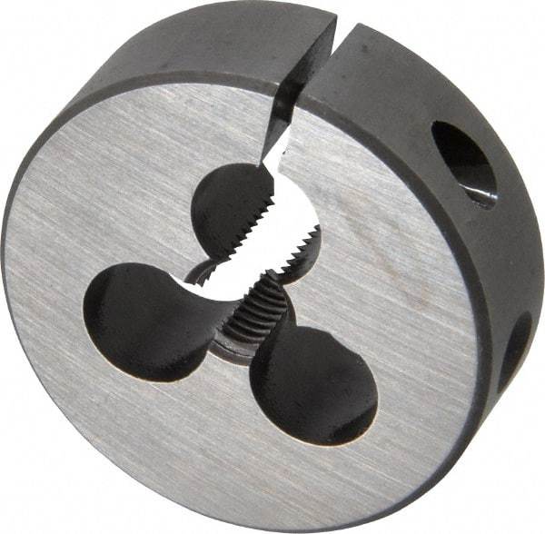 Made in USA - 5/16-24 UNF Thread, 1-1/2" Outside Diam High Speed Steel Round Die - 1/2" Thick, Right Hand Thread, Adjustable - Exact Tool & Supply