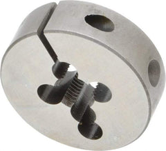 Made in USA - 3/8-24 UNF Thread, 1-1/2" Outside Diam High Speed Steel Round Die - 1/2" Thick, Right Hand Thread, Adjustable - Exact Tool & Supply