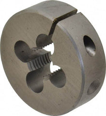 Made in USA - 7/16-20 UNF Thread, 1-1/2" Outside Diam High Speed Steel Round Die - 1/2" Thick, Right Hand Thread, Adjustable - Exact Tool & Supply