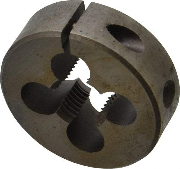 Made in USA - 1/2-20 UNF Thread, 1-1/2" Outside Diam High Speed Steel Round Die - 1/2" Thick, Right Hand Thread, Adjustable - Exact Tool & Supply