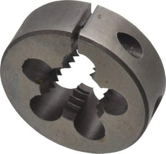 Made in USA - 5/8-11 UNC Thread, 1-1/2" Outside Diam High Speed Steel Round Die - 1/2" Thick, Right Hand Thread, Adjustable - Exact Tool & Supply