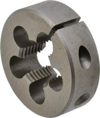 Made in USA - 5/8-18 UNF Thread, 1-1/2" Outside Diam High Speed Steel Round Die - 1/2" Thick, Right Hand Thread, Adjustable - Exact Tool & Supply