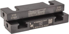 Snap Jaws - 4" Wide x 1.155" High x 0.55" Thick, Step Vise Jaw - Hard, Steel, Fixed Jaw, Compatible with 4" Vises - Exact Tool & Supply
