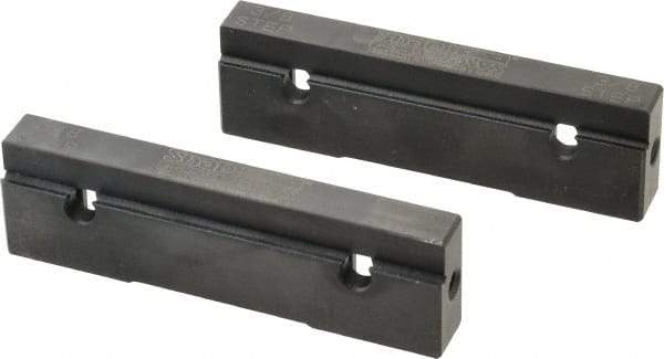 Snap Jaws - 4" Wide x 1.155" High x 0.55" Thick, Step Vise Jaw - Hard, Steel, Fixed Jaw, Compatible with 4" Vises - Exact Tool & Supply