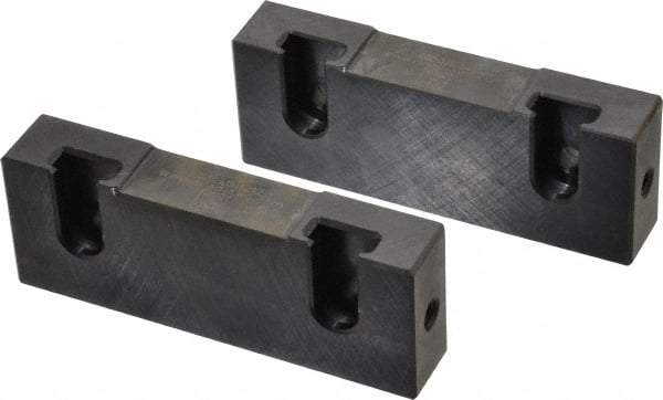 Snap Jaws - 4" Wide x 1-1/2" High x 3/4" Thick, Flat/No Step Vise Jaw - Soft, Steel, Fixed Jaw, Compatible with 4" Vises - Exact Tool & Supply