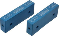 Snap Jaws - 4" Wide x 1-1/2" High x 3/4" Thick, Flat/No Step Vise Jaw - Soft, Aluminum, Fixed Jaw, Compatible with 4" Vises - Exact Tool & Supply