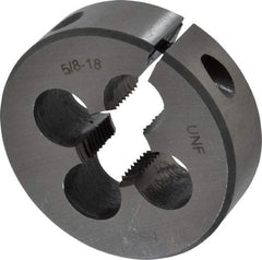 Interstate - 5/8-18 UNF Thread, 2" Outside Diam High Speed Steel Round Die - Right Hand Thread, Adjustable - Exact Tool & Supply