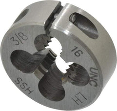 Interstate - 3/8-16 UNC Thread, 1" Outside Diam High Speed Steel Round Die - Left Hand Thread, Adjustable - Exact Tool & Supply