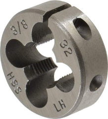Interstate - 3/8-32 UNEF Thread, 1" Outside Diam High Speed Steel Round Die - Left Hand Thread, Adjustable - Exact Tool & Supply